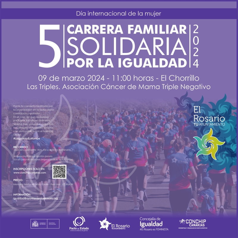 V CARRERA SOLIDARIA FAMILIAR POR LA IGUALDAD EL ROSARIO 2024 - Inscríbete