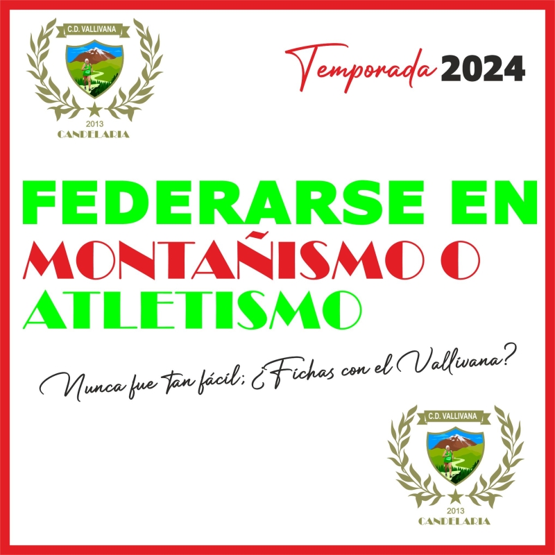 CUOTAS CLUB  LICENCIAS MONTAÑA O ATLETISMO CD VALLIVANA 2024 - Inscríbete